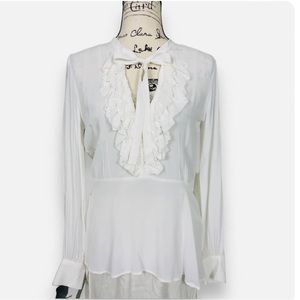 Zara :: White Ruffle Blouse